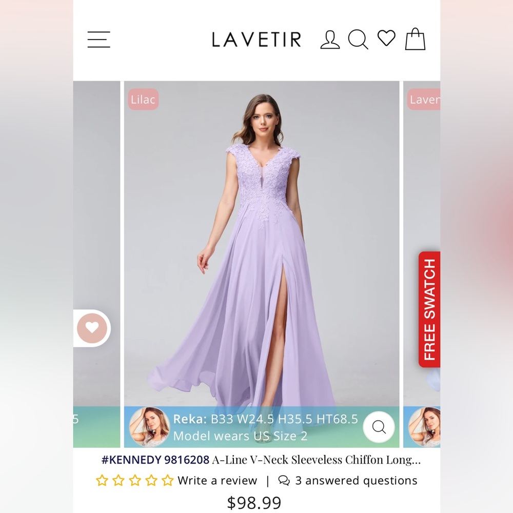Lavetir Light Purple Chiffon Gown